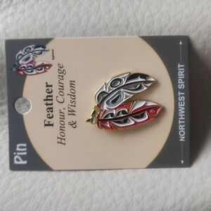 'Feather' Pin Indigenous Design by Angel Kimble, Coast Salish
